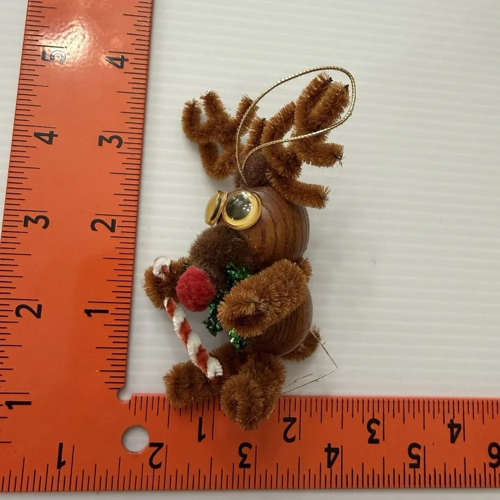 Vintage Handmade Christmas Ornaments Lot Of 2 Reindeer Milkshake Ice Cream Soda